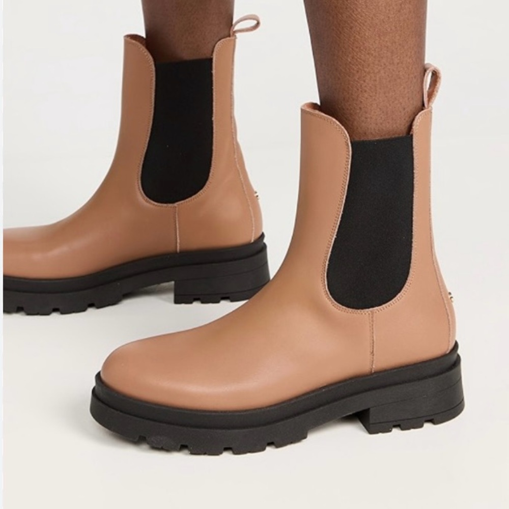 Anine Bing Tan and Black Combat Boots